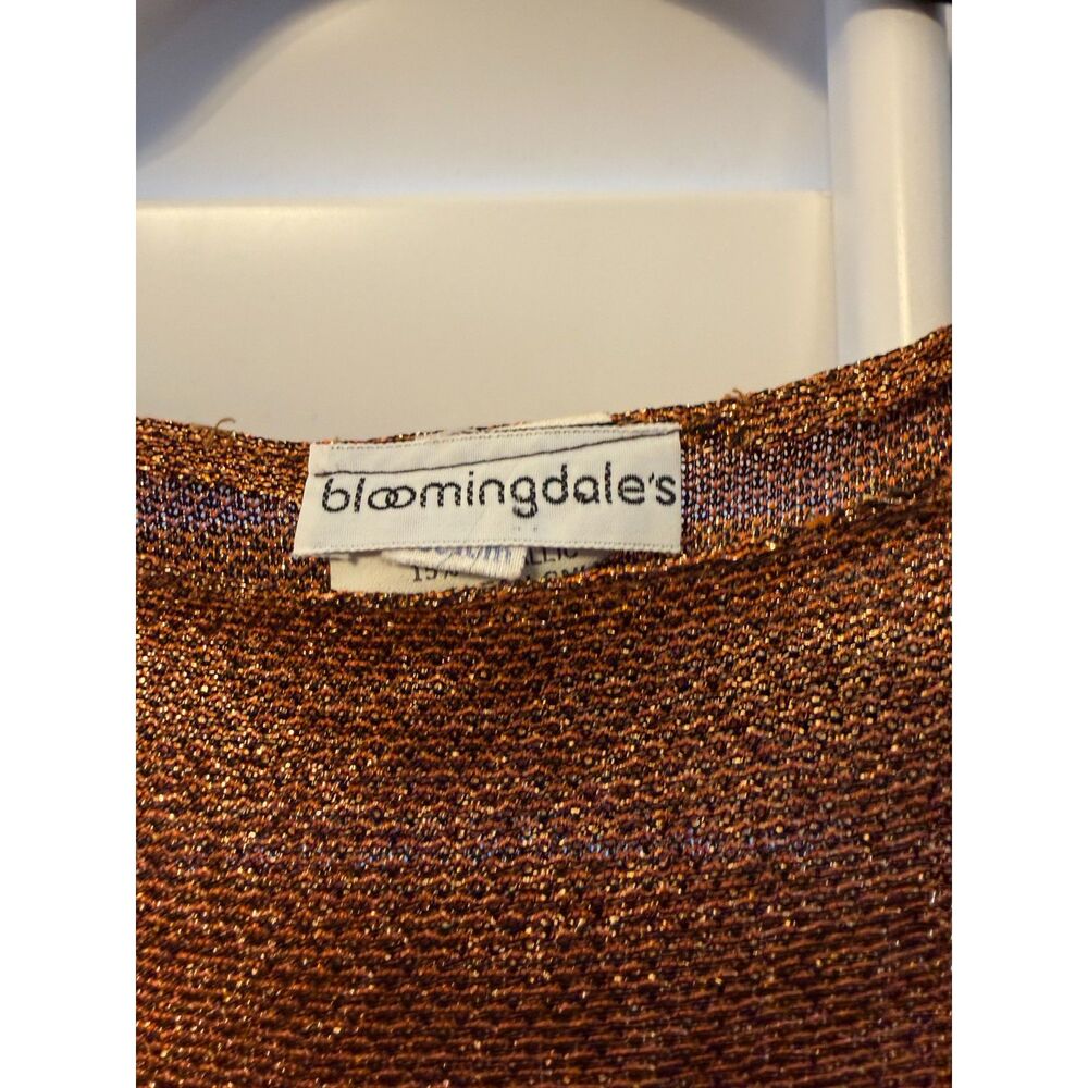Vintage Bloomingdale's y2k Metallic Knit Top Medium M Bronze Gold Shimmer